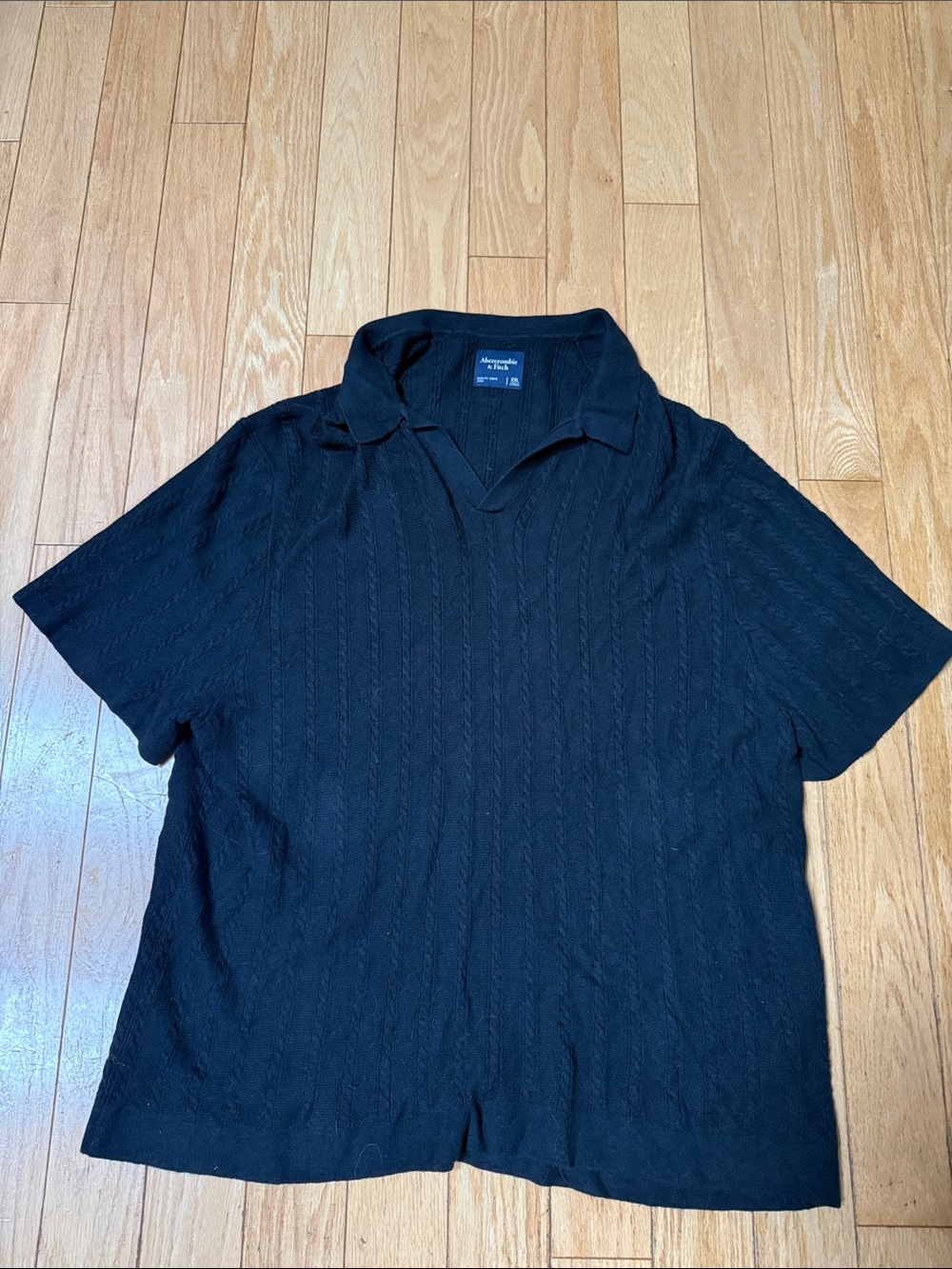 Abercrombie & Fitch Black Short-Sleeve Knit Polo